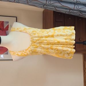 Joie yellow and white paintbrush paisley racerback tank